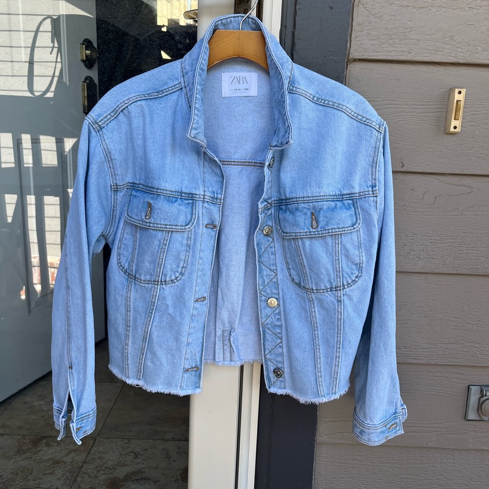 Zara raw hem denim jacket